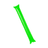 A bright green inflatable cheering stick with a rectangular shape and pointed ends. It features a logo.