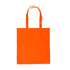 An orange tote bag with two handles and a simple design, featuring a logo.
