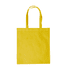 A yellow tote bag with two handles and a plain design, featuring a logo on the front.