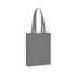 A grey non-woven tote bag with two handles and a logo on the front. Suitable for promotional use.