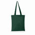 A green canvas tote bag with two long handles and a simple design. It features a logo on the front.