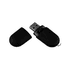 A black USB flash drive with a removable cap, featuring a sleek design and a small attachment loop.