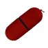 A red USB flash drive with a rounded design and a black band for easy attachment. It features a small loop for convenience.