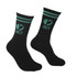 Crew Jacquard Socks in black with green stripes and a logo featuring the brand name.
