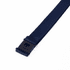 A navy blue flat ribbed lanyard with a black plastic clip and a logo. Suitable for exhibitions and events.