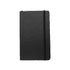 A5 premium hard cover notebook in black with an elastic band closure and a logo on the front.