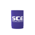 A purple stubby cooler featuring a logo for System Control Engineering. Suitable for holding drinks.