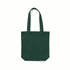 A dark green canvas tote bag with two handles and an unembellished surface.