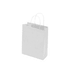 A small white kraft paper bag with twisted paper handles and a minimalist design.
