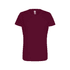 A maroon women's essential tee with a classic short-sleeve design, featuring a label inside.