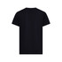 A black promotional t-shirt in a simple design, featuring a plain back with no visible branding.
