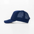 A navy blue cap with mesh panels at the back and a curved peak. It features a logo on the front.