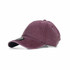 A maroon cap featuring a logo on the front and an adjustable strap at the back.