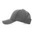 A grey cap with a curved brim and a rear adjustable strap. It features a logo on the front.