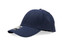 A navy blue cap featuring a curved brim and a logo. The cap has a structured design and a classic fit.
