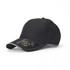 A black cap featuring a logo and a curved brim, designed for promotional purposes.