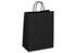 A large black kraft paper bag with two handles and a plain design. It features a logo on one side.
