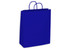 A blue medium coloured Kraft paper bag with two handles and a simple design.