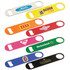 A drink bottle opener set featuring various colours: white, orange, pink, green, red, black, and yellow with logos.