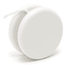 A white premium plastic yoyo with a string attached, featuring a smooth, round design.