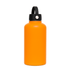 A drink bottle in bright orange with a black rotating carry handle lid and a logo. Ideal for outdoor use.