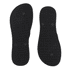 Black rubber thongs with a textured sole pattern, featuring a logo on the footbed.