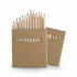 A 12-piece wooden pencil set in a cardboard box, featuring various pencil colours and a simple design.