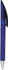 A twist-action plastic pen in a vibrant blue colour with a black clip and a logo.