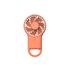 A portable pocket fan in a peach colour, featuring a handle for easy carrying and a simple design.