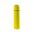 A drink bottle featuring a bright yellow exterior and a sleek, cylindrical design with a rounded top.
