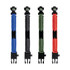 A selection of Surge Survival Bracelets in blue, black, green, and red, featuring a compass and clip closure.