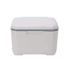 A white 6L cooler box with a grey trim and a smooth, streamlined design. It features a simple logo on the side.