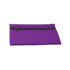 A purple neoprene pencil case with a zip closure and a sleek design. It features a logo on the surface.