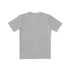 A grey T-shirt displayed flat with a simple design and a logo in the corner.