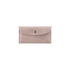 A pink PU leather glasses pouch with a snap closure and a subtle texture, featuring a small logo.