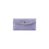 A purple PU leather glasses pouch with a gold snap button closure and stitched detailing.