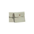 A set of square, pale green PU leather jewelry pouches with a snap closure and subtle stitching detail.
