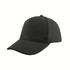A black PU leather baseball cap with a curved brim and stitched detailing, featuring a logo on the side.