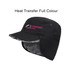 A thickened earflap hat in black with a soft interior and a logo on the front.