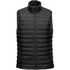 A men's thermal vest in black with a zip front and a high collar, featuring a logo at the bottom.