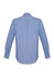 A men's long sleeve button-up shirt in blue and white checkered pattern, featuring a logo on the back.