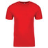 A red cotton crew t-shirt featuring short sleeves and a round neckline. It has a subtle logo on the side.