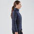 A navy women's Altitude jacket, featuring a zip closure and side pockets, displayed on a model.