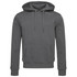A grey men's active sweat hoody featuring a front pocket and a drawstring hood, with a logo on the front.