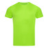A bright green men's active sports T-shirt with short sleeves and a simple design. It features a logo on the garment.