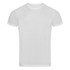 A white men's active sports T-shirt with short sleeves and a simple design. It features a branding logo.