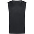 A black sleeveless active shirt with a smooth texture and no visible logos.