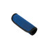 A blue neoprene luggage grip with black trim, designed for easy handling of luggage. Features a logo.