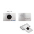 A stainless steel business card featuring a black NFC chip with a logo, showcasing sleek design and modern aesthetics.