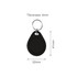 A black NFC keytag with a keyring, featuring a smooth, rounded design and dimensions specified above.
